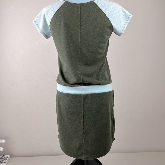 Title Nine Colorblock dress with drop drawstring waist French terry olive & mint - Picture 8 of 10